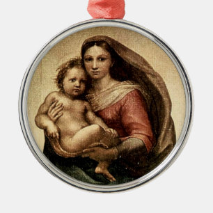 Raphael's "Sistine Madonna" Detail (circa 1513) Metal Tree Decoration