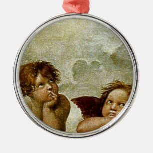 Raphael's "Sistine Madonna" Detail (circa 1513) Metal Tree Decoration