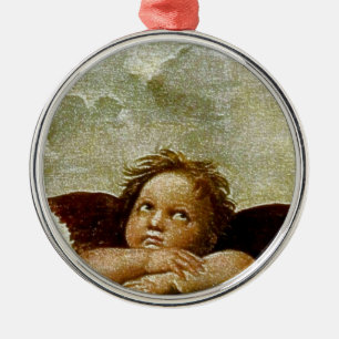 Raphael's "Sistine Madonna" Detail (circa 1513) Metal Tree Decoration