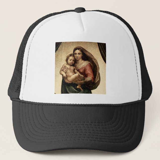 Raphael's "Sistine Madonna" Detail (circa 1513) Trucker Hat (Front)