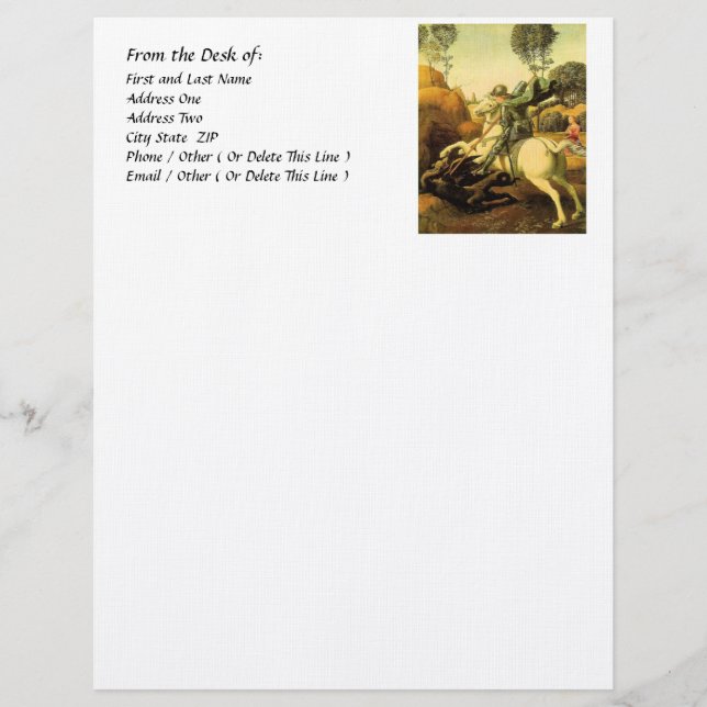 Raphael's "St. George and the Dragon" (circa 1505) Custom Letterhead (Front)