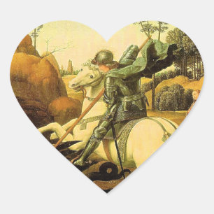 Raphael's "St. George and the Dragon" (circa 1505) Heart Sticker