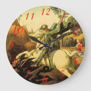 Raphael's "St. George and the Dragon" (circa 1505) Large Clock