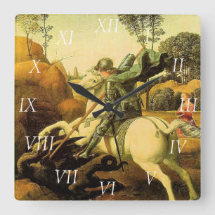 Raphael's "St. George and the Dragon" (circa 1505) Square Wall Clock
