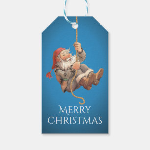 Rappelling Santa Merry Christmas Gift Tags