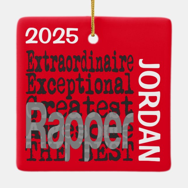Rapper Extraordinaire CUSTOM Ceramic Ornament (Back)