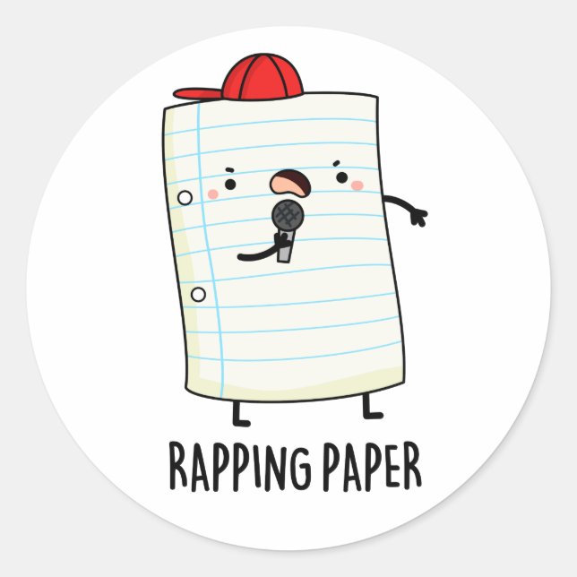 Rapping Paper Funny Wrapping Paper Pun  Classic Round Sticker (Front)