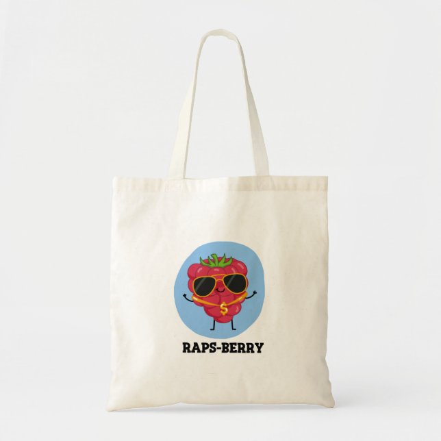 Raps-berry Cute Rapper Raspberry Pun Tote Bag (Front)
