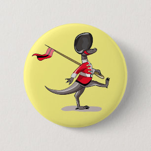 Raptor Dressed As A British Guard. 6 Cm Round Badge