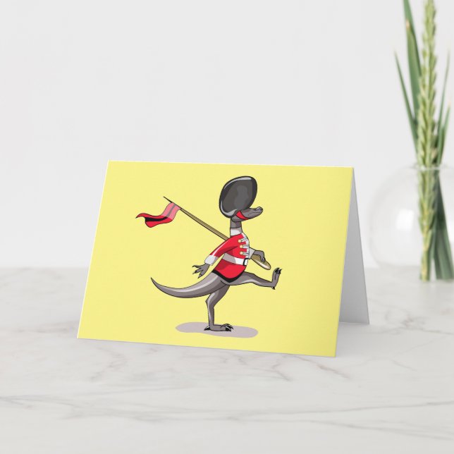Raptor Dressed As A British Guard. Card (Front)