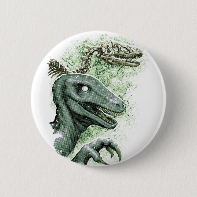 Raptor in Green 6 Cm Round Badge (Front)