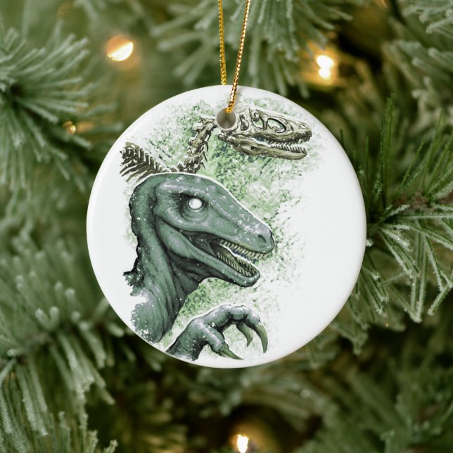 Raptor in Green Ceramic Tree Decoration (Tree)