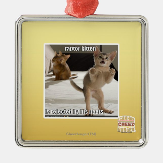 Raptor Kitten Metal Tree Decoration (Front)