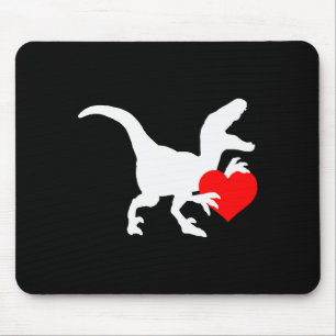 Raptor Love Valentines Day Gift Dino Raptor Heart  Mouse Pad