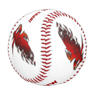 Raptor Red Flames Motivational Quote Custom Baseball