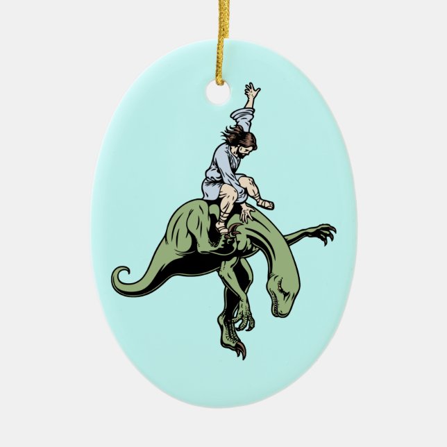 Raptor Rodeo Jesus Ceramic Tree Decoration (Front)