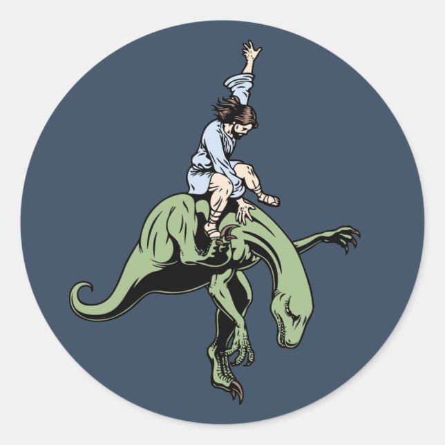 Raptor Rodeo Jesus Classic Round Sticker (Front)