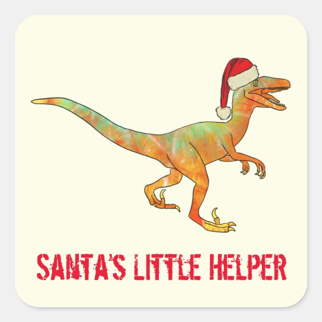 Raptor Scary Dinosaur Funny Festive Irony Slogan   Square Sticker (Front)