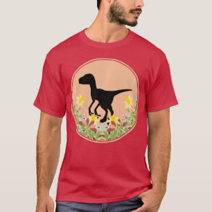 Raptor  Velociraptor Dino Dinosaurs Floral Flowers T-Shirt