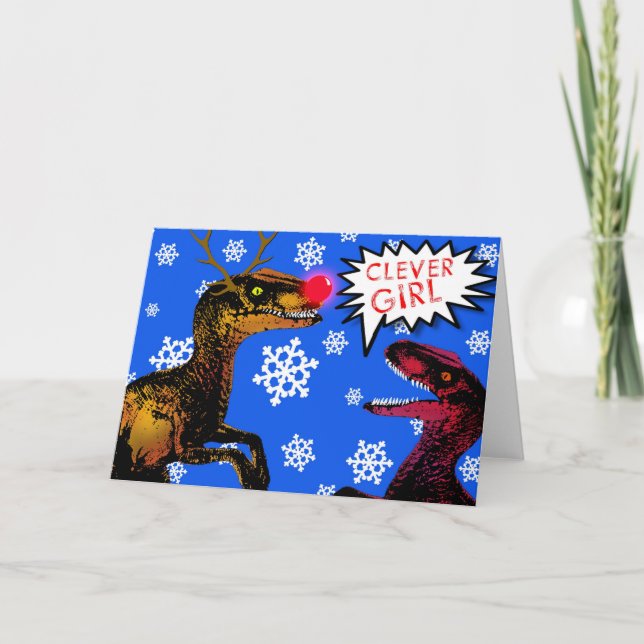 Raptor with your Nose so bright! - Christmas Card (Front)