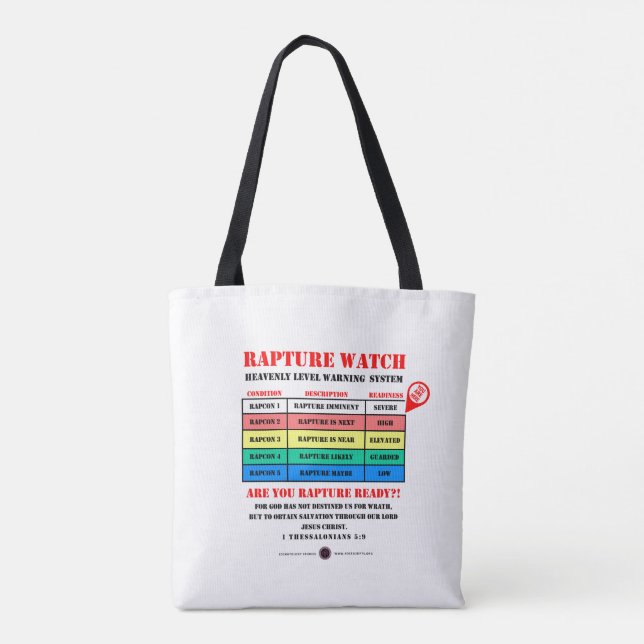 Rapture Alert Levels Tote Bag (Back)