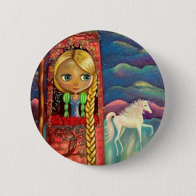 Rapunzel and the Unicorn Button (Front)