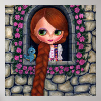 Rapunzel Big Eyes Girl Doll Cute Redhead Bluebird