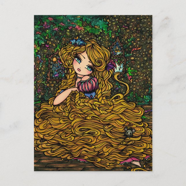 Rapunzel Storybook Princess Original Art Postcard (Front)