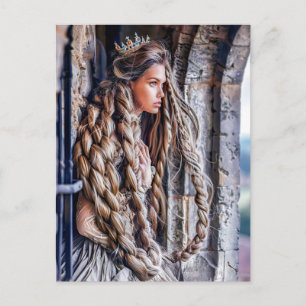 Rapunzel with Her Long Hair in the Tower Postcard