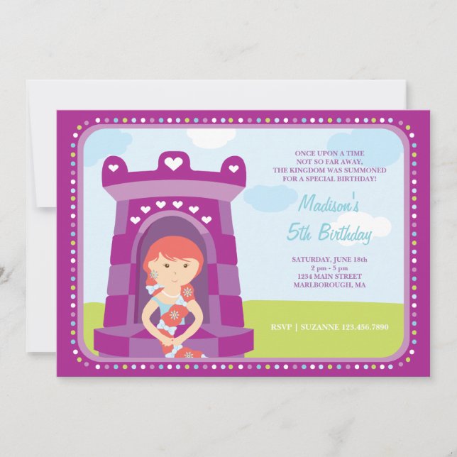 Rapunzel's Castle Birthday Invitation (Front)