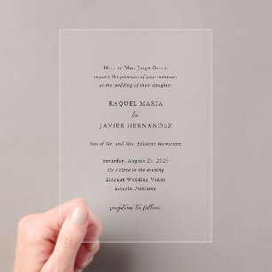 Raquel Classic Elegant Wedding Acrylic Invitations