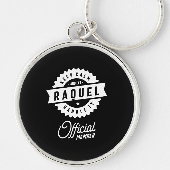 Raquel Personalised Name Birthday Gift Key Ring (Front)