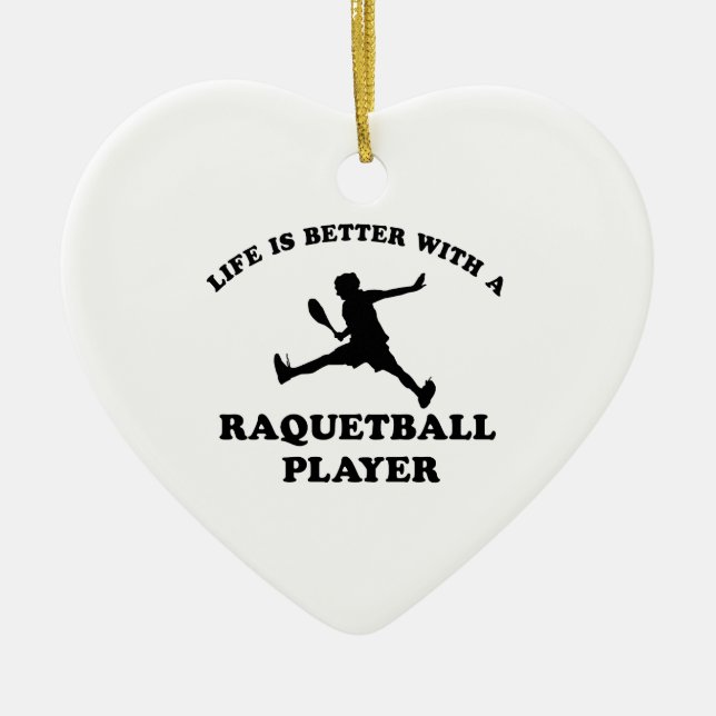 Raquetball Vector designs Ceramic Tree Decoration (Front)