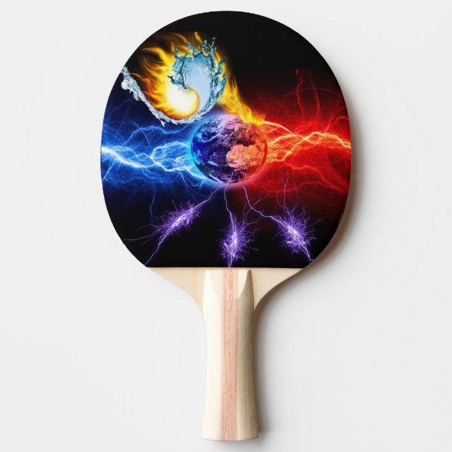 raquette planète feu et eau  ping pong paddle (Front)