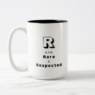 Rare and Respected R - Personalised Luxury Two-Tone Coffee Mug