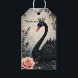 Rare as a black swan, timeless as true love.  gift tags<br><div class="desc">Rare as a black swan, timeless as true love. In a quiet moment beside still waters, the Royal Swan appears — crowned in grace and surrounded by delicate roses. A symbol of rare beauty and enduring devotion, the black swan represents a love that stands apart from all others. Framed by...</div>