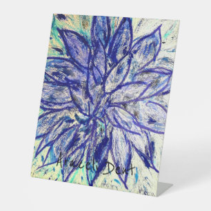 Rare Blue Dahlia Pedestal Sign