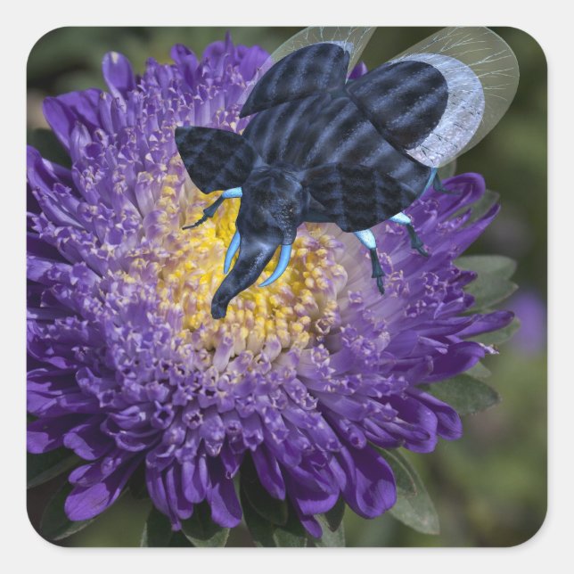 Rare Blue Elephant Bug Square Sticker (Front)