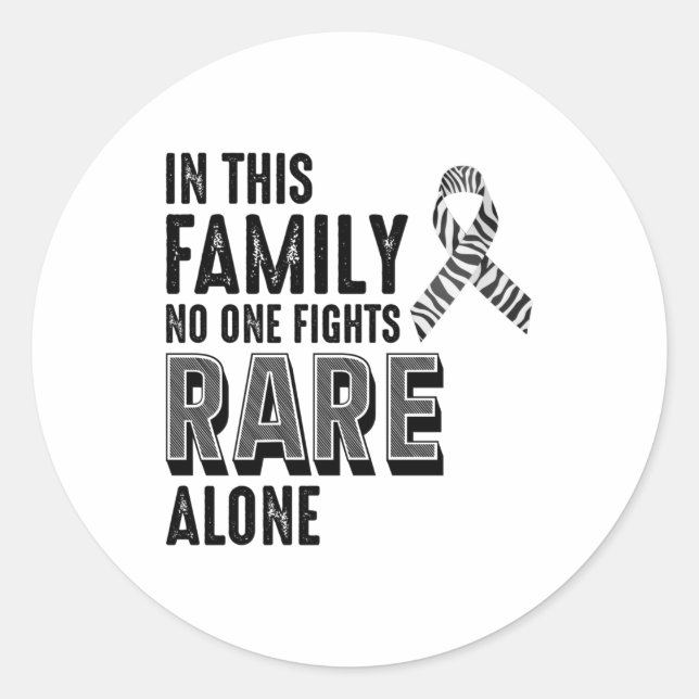 Rare Disease Awareness Day Zebra Ribbon Classic Round Sticker (Front)