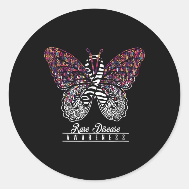 Rare Disease Awareness Shirt Butterfly Lovers Gift Classic Round Sticker (Front)
