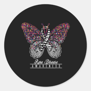 Rare Disease Awareness Shirt Butterfly Lovers Gift Classic Round Sticker