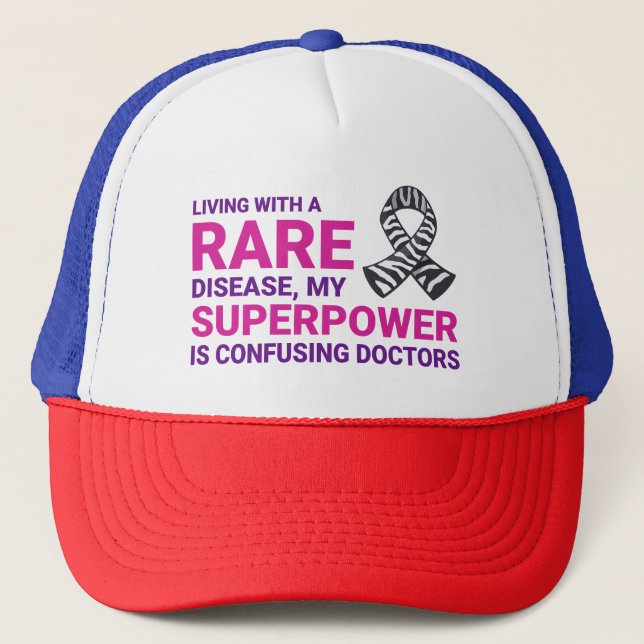 Rare Disease Awareness Superpower Doctor Confusion Trucker Hat (Front)