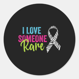 Rare Disease Awareness Zebra Ribbon, I Love Someon Classic Round Sticker