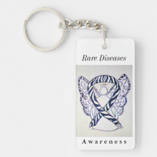 Rare Diseases Awareness Ribbon Angel Keychain