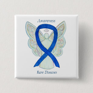 Rare Diseases Denim Awareness Angel Ribbon Pin