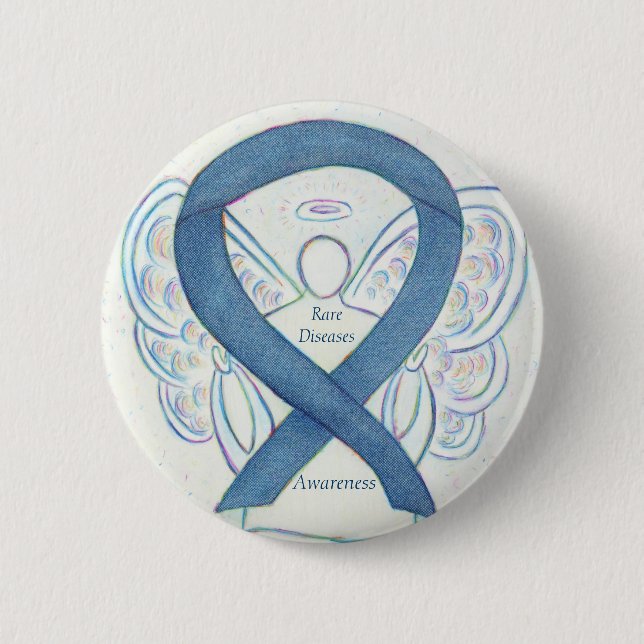 Rare Diseases Denim Awareness Angel Ribbon Pin (Front)