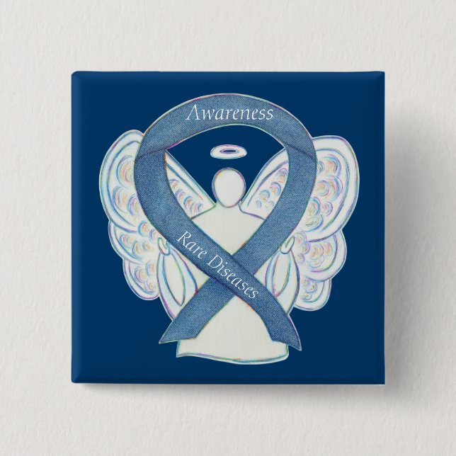 Rare Diseases Denim Awareness Angel Ribbon Pin (Front)