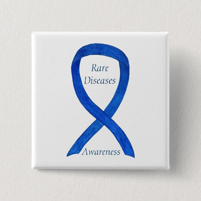 Rare Diseases Denim Awareness Custom Ribbon Pin (Front)