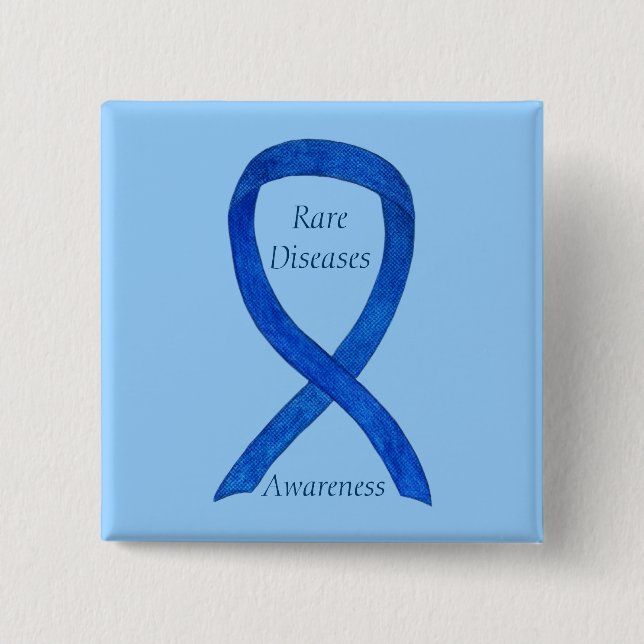 Rare Diseases Denim Awareness Custom Ribbon Pin (Front)