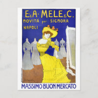 Rare E. A. Mele, Naples, Italy 1902 Vintage Poster